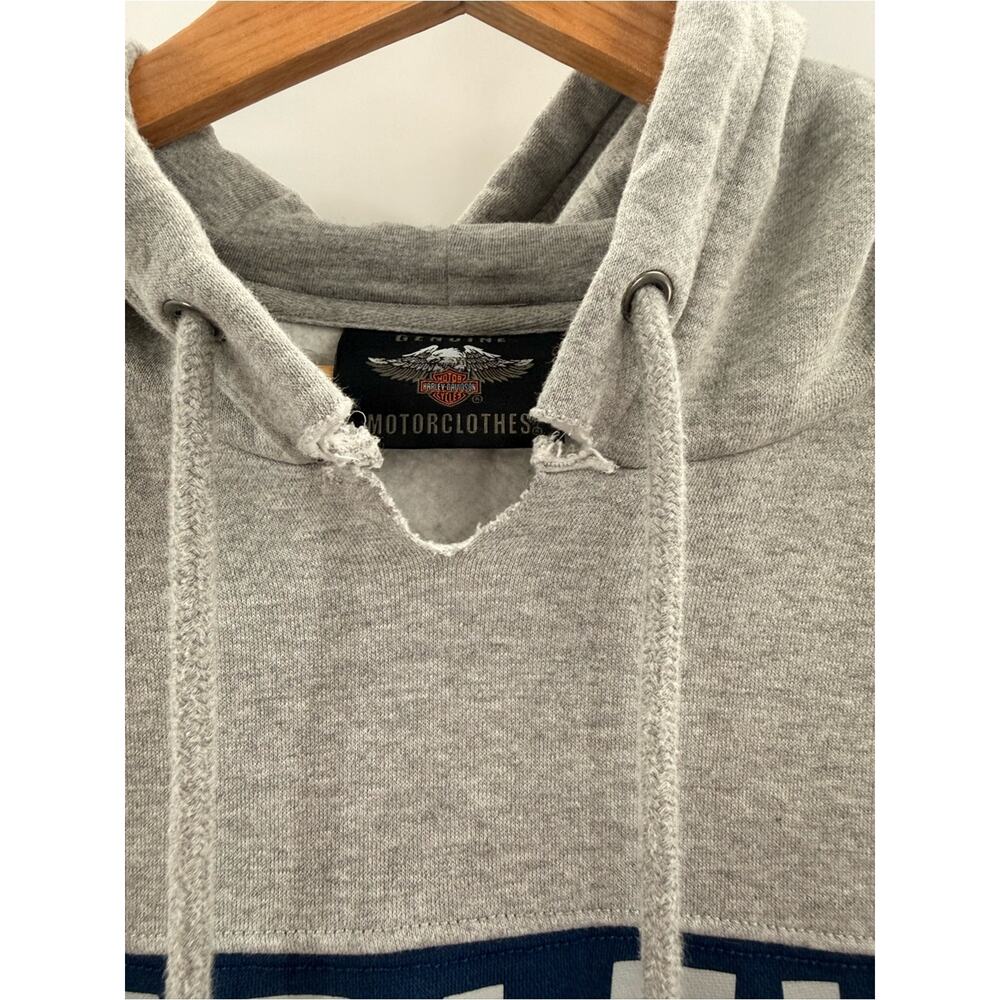 Harley Davidson Men's Color Block Biker Heavyweight Hoodie Blue Black Grey XL - Picture 3 of 12